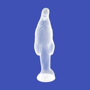 Fostoria Virgin Mary Statue Satin Glass Madonna 10" Tall Frosted Blessed Mother